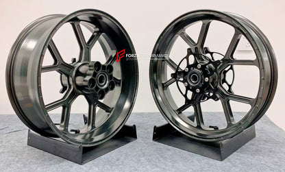 We manufacture premium quality forged motorcycle wheels rims for S1000RR M1000RR in any design, size, color.

Wheel sizes (motorcycle spec):

Front: 3.5 x 17

Rear: 6 x 17

Weight:

Front: 3.45 kg (7.6 lbs)

Rear: 3.75 kg (8.27 lbs)


Finishing: Satin Bronze

Forza Performance Group engineers and manufactures each forged motorcycle wheel individually per order. This ensures precise fitment, uncompromised strength, and unique styling. Whether for racing, touring, or daily use — our wheels are built for both 