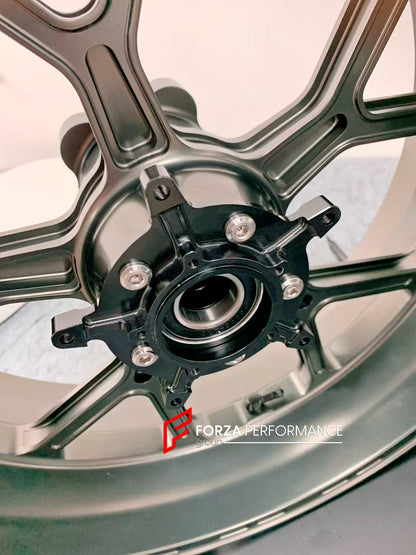 We manufacture premium quality forged motorcycle wheels rims for S1000RR M1000RR in any design, size, color.

Wheel sizes (motorcycle spec):

Front: 3.5 x 17

Rear: 6 x 17

Weight:

Front: 3.45 kg (7.6 lbs)

Rear: 3.75 kg (8.27 lbs)


Finishing: Satin Bronze

Forza Performance Group engineers and manufactures each forged motorcycle wheel individually per order. This ensures precise fitment, uncompromised strength, and unique styling. Whether for racing, touring, or daily use — our wheels are built for both 