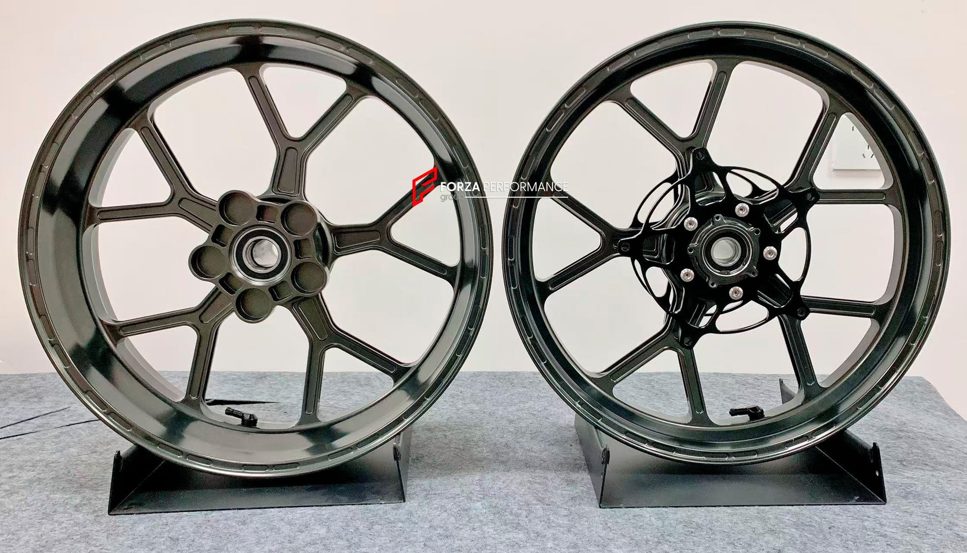 We manufacture premium quality forged motorcycle wheels rims for S1000RR M1000RR in any design, size, color.

Wheel sizes (motorcycle spec):

Front: 3.5 x 17

Rear: 6 x 17

Weight:

Front: 3.45 kg (7.6 lbs)

Rear: 3.75 kg (8.27 lbs)


Finishing: Satin Bronze

Forza Performance Group engineers and manufactures each forged motorcycle wheel individually per order. This ensures precise fitment, uncompromised strength, and unique styling. Whether for racing, touring, or daily use — our wheels are built for both 