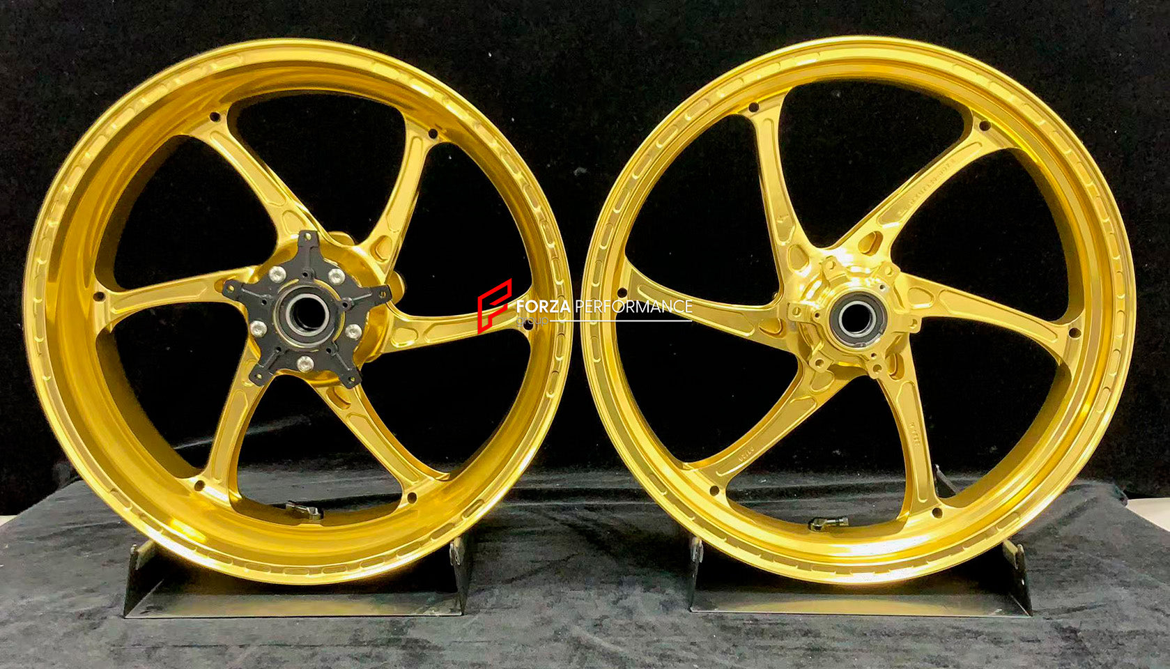 We manufacture premium quality forged motorcycle wheels rims for S1000RR M1000RR in any design, size, color.

Wheel sizes (motorcycle spec):

Front: 3.5 x 17

Rear: 6 x 17

Weight:

Front: 3.15 kg (6.94 lbs)

Rear: 4.3 kg (9.48 lbs)


Finishing: Satin Gold

Forza Performance Group engineers and manufactures each forged motorcycle wheel individually per order. This ensures precise fitment, uncompromised strength, and unique styling. Whether for racing, touring, or daily use — our wheels are built for both pe