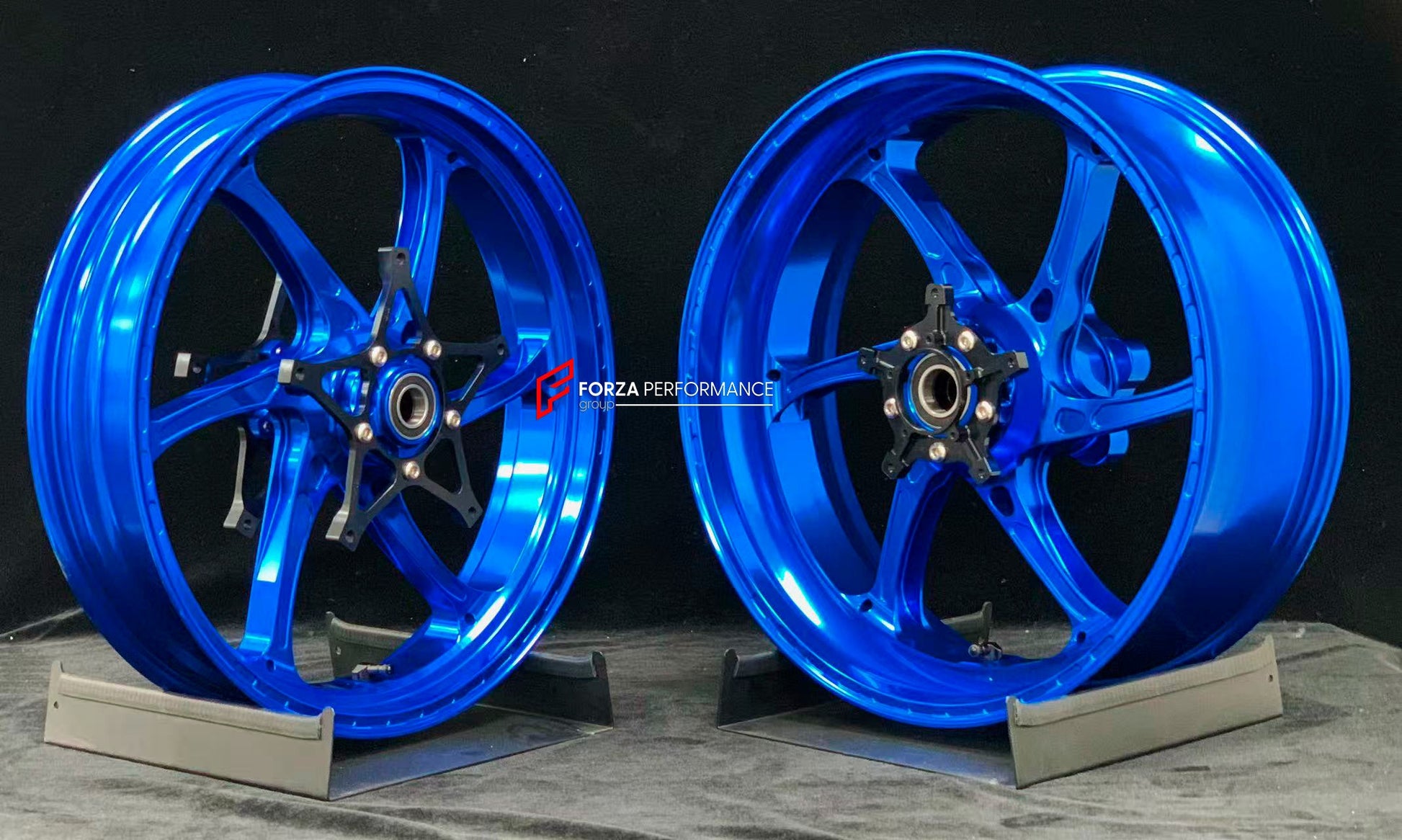 We manufacture premium quality forged motorcycle wheels rims for S1000RR M1000RR in any design, size, color.

Wheel sizes (motorcycle spec):

Front: 3.5 x 17

Rear: 6 x 17

Weight:

Front: 3.25 kg (7.16 lbs)

Rear: 4.35 kg (9.59 lbs)


Finishing: Gloss Blue

Forza Performance Group engineers and manufactures each forged motorcycle wheel individually per order. This ensures precise fitment, uncompromised strength, and unique styling. Whether for racing, touring, or daily use — our wheels are built for both p