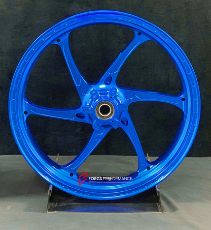 We manufacture premium quality forged motorcycle wheels rims for S1000RR M1000RR in any design, size, color.

Wheel sizes (motorcycle spec):

Front: 3.5 x 17

Rear: 6 x 17

Weight:

Front: 3.25 kg (7.16 lbs)

Rear: 4.35 kg (9.59 lbs)


Finishing: Gloss Blue

Forza Performance Group engineers and manufactures each forged motorcycle wheel individually per order. This ensures precise fitment, uncompromised strength, and unique styling. Whether for racing, touring, or daily use — our wheels are built for both p