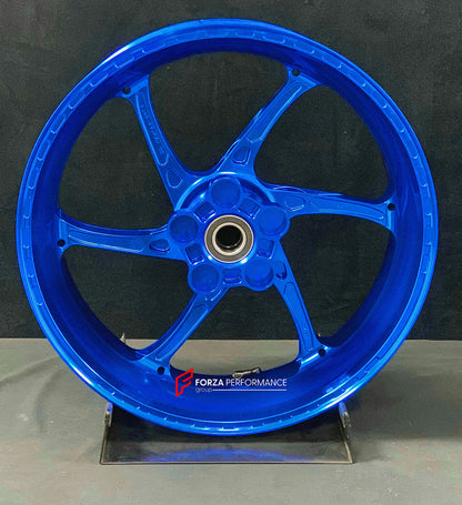 We manufacture premium quality forged motorcycle wheels rims for S1000RR M1000RR in any design, size, color.

Wheel sizes (motorcycle spec):

Front: 3.5 x 17

Rear: 6 x 17

Weight:

Front: 3.25 kg (7.16 lbs)

Rear: 4.35 kg (9.59 lbs)


Finishing: Gloss Blue

Forza Performance Group engineers and manufactures each forged motorcycle wheel individually per order. This ensures precise fitment, uncompromised strength, and unique styling. Whether for racing, touring, or daily use — our wheels are built for both p