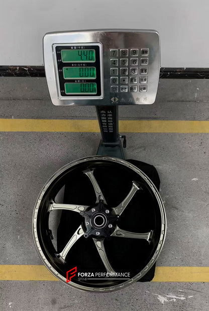 We manufacture premium quality forged motorcycle wheels rims for S1000RR M1000RR in any design, size, color.

Wheel sizes (motorcycle spec):

Front: 3.5 x 17

Rear: 6 x 17

Weight:

Front: 3.75 kg (7.16 lbs)

Rear: 4.4 kg (9.59 lbs)


Finishing: Satin Blonze

Forza Performance Group engineers and manufactures each forged motorcycle wheel individually per order. This ensures precise fitment, uncompromised strength, and unique styling. Whether for racing, touring, or daily use — our wheels are built for both 