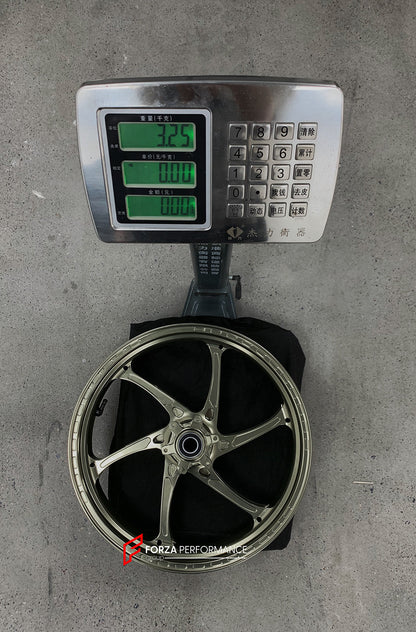 We manufacture premium quality forged motorcycle wheels rims for S1000RR M1000RR in any design, size, color.

Wheel sizes (motorcycle spec):

Front: 3.5 x 17

Rear: 6 x 17

Weight:

Front: 3.25 kg (7.16 lbs)

Rear: 4.4 kg (9.7 lbs)


Finishing: Satin Bronze

Forza Performance Group engineers and manufactures each forged motorcycle wheel individually per order. This ensures precise fitment, uncompromised strength, and unique styling. Whether for racing, touring, or daily use — our wheels are built for both p