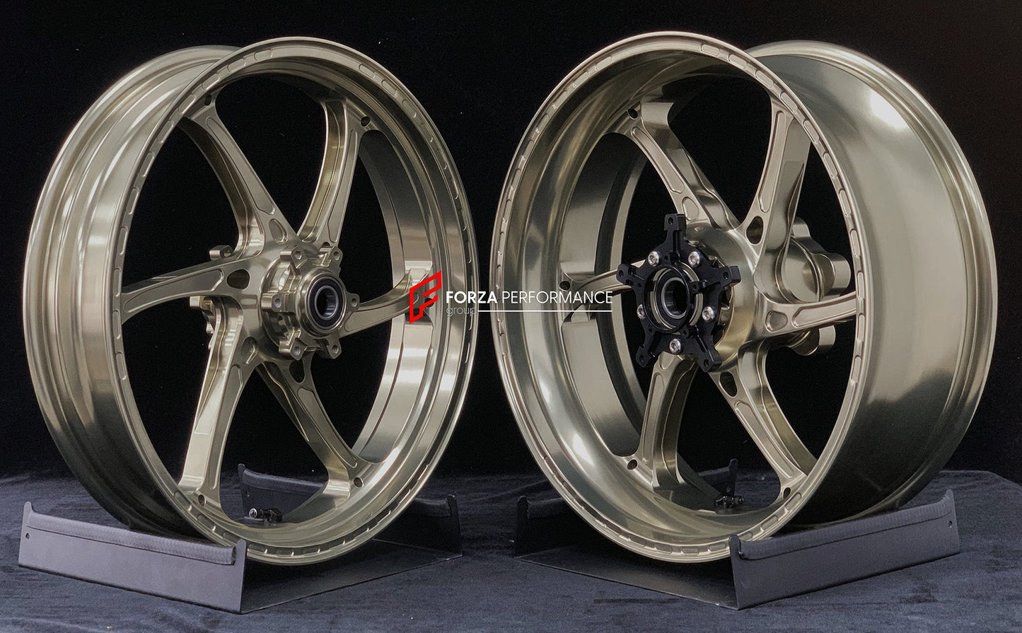 We manufacture premium quality forged motorcycle wheels rims for S1000RR M1000RR in any design, size, color.

Wheel sizes (motorcycle spec):

Front: 3.5 x 17

Rear: 6 x 17

Weight:

Front: 3.25 kg (7.16 lbs)

Rear: 4.4 kg (9.7 lbs)


Finishing: Satin Bronze

Forza Performance Group engineers and manufactures each forged motorcycle wheel individually per order. This ensures precise fitment, uncompromised strength, and unique styling. Whether for racing, touring, or daily use — our wheels are built for both p
