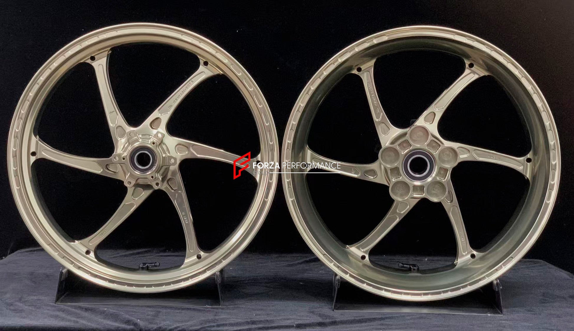 We manufacture premium quality forged motorcycle wheels rims for S1000RR M1000RR in any design, size, color.

Wheel sizes (motorcycle spec):

Front: 3.5 x 17

Rear: 6 x 17

Weight:

Front: 3.25 kg (7.16 lbs)

Rear: 4.4 kg (9.7 lbs)


Finishing: Satin Bronze

Forza Performance Group engineers and manufactures each forged motorcycle wheel individually per order. This ensures precise fitment, uncompromised strength, and unique styling. Whether for racing, touring, or daily use — our wheels are built for both p