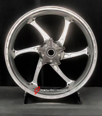 We manufacture premium quality forged motorcycle wheels rims for BMW S1000RR M1000RR in any design, size, color.

Wheel sizes (motorcycle spec):

Front: 3.5 x 17

Rear: 6 x 17

Weight:

Front: 3.15 kg (6.94 lbs)

Rear: 4.4 kg (9.7 lbs)

Finishing: Gloss Silver

Forza Performance Group engineers and manufactures each forged motorcycle wheel individually per order. This ensures precise fitment, uncompromised strength, and unique styling. Whether for racing, touring, or daily use — our wheels are built for bot