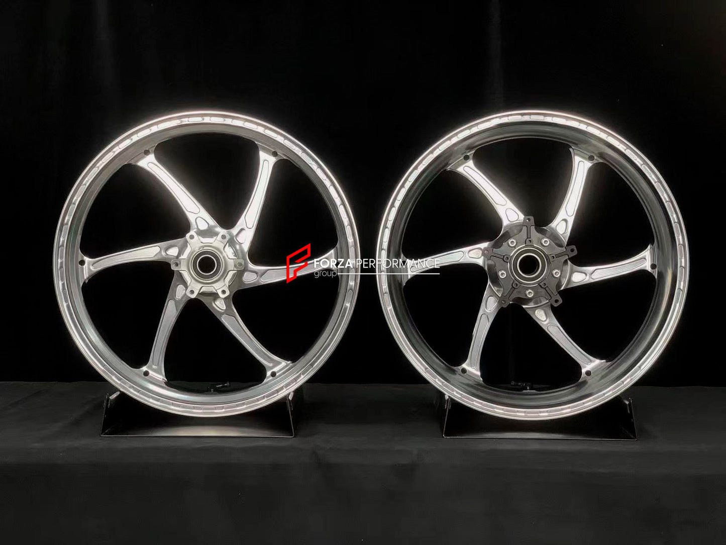 We manufacture premium quality forged motorcycle wheels rims for BMW S1000RR M1000RR in any design, size, color.

Wheel sizes (motorcycle spec):

Front: 3.5 x 17

Rear: 6 x 17

Weight:

Front: 3.15 kg (6.94 lbs)

Rear: 4.4 kg (9.7 lbs)

Finishing: Gloss Silver

Forza Performance Group engineers and manufactures each forged motorcycle wheel individually per order. This ensures precise fitment, uncompromised strength, and unique styling. Whether for racing, touring, or daily use — our wheels are built for bot