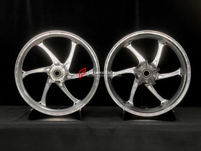 We manufacture premium quality forged motorcycle wheels rims for BMW S1000RR M1000RR in any design, size, color.

Wheel sizes (motorcycle spec):

Front: 3.5 x 17

Rear: 6 x 17

Weight:

Front: 3.15 kg (6.94 lbs)

Rear: 4.4 kg (9.7 lbs)

Finishing: Gloss Silver

Forza Performance Group engineers and manufactures each forged motorcycle wheel individually per order. This ensures precise fitment, uncompromised strength, and unique styling. Whether for racing, touring, or daily use — our wheels are built for bot