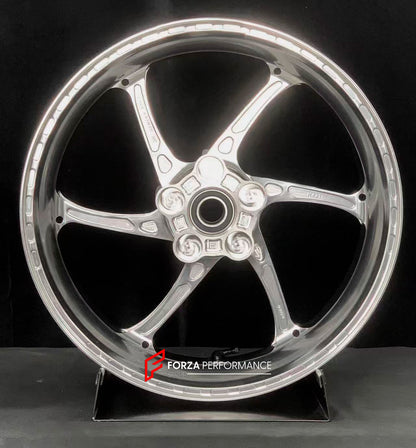 We manufacture premium quality forged motorcycle wheels rims for BMW S1000RR M1000RR in any design, size, color.

Wheel sizes (motorcycle spec):

Front: 3.5 x 17

Rear: 6 x 17

Weight:

Front: 3.15 kg (6.94 lbs)

Rear: 4.4 kg (9.7 lbs)

Finishing: Gloss Silver

Forza Performance Group engineers and manufactures each forged motorcycle wheel individually per order. This ensures precise fitment, uncompromised strength, and unique styling. Whether for racing, touring, or daily use — our wheels are built for bot