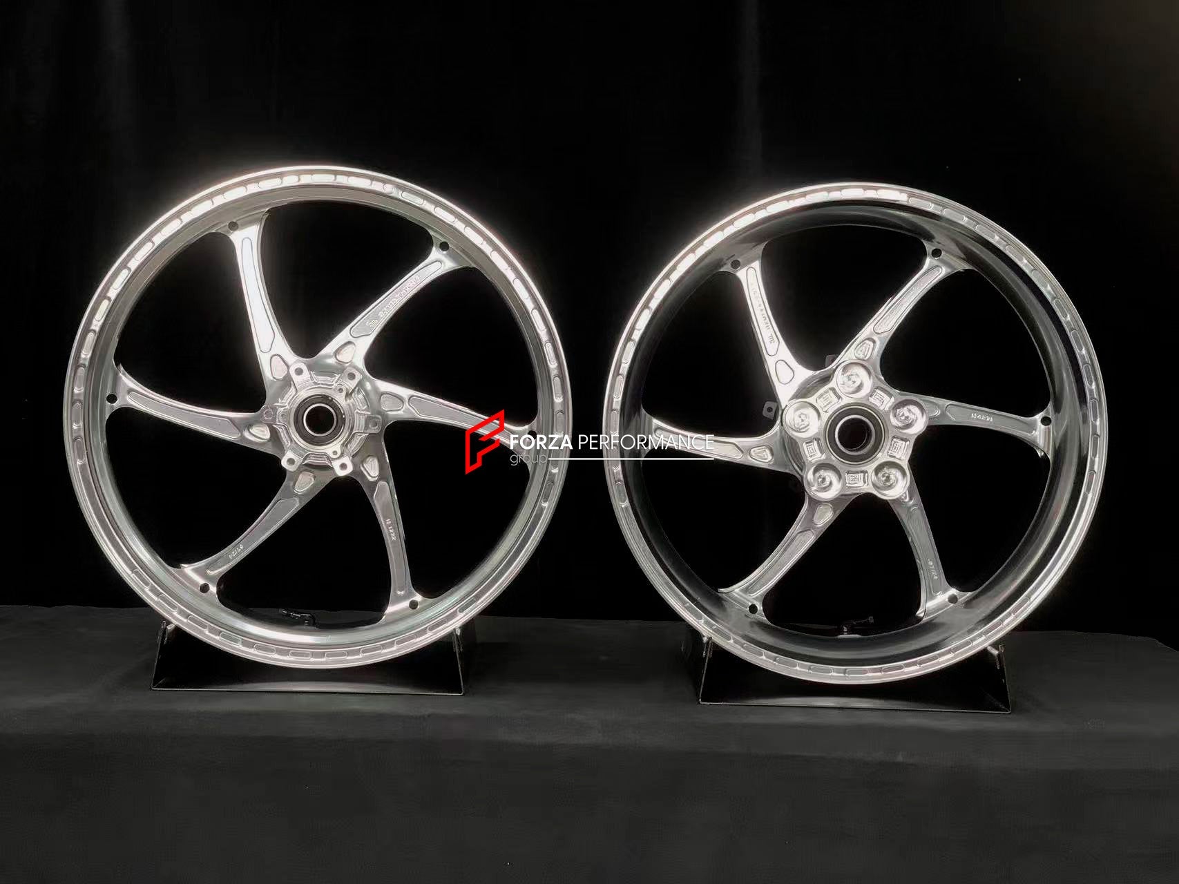 We manufacture premium quality forged motorcycle wheels rims for BMW S1000RR M1000RR in any design, size, color.

Wheel sizes (motorcycle spec):

Front: 3.5 x 17

Rear: 6 x 17

Weight:

Front: 3.15 kg (6.94 lbs)

Rear: 4.4 kg (9.7 lbs)

Finishing: Gloss Silver

Forza Performance Group engineers and manufactures each forged motorcycle wheel individually per order. This ensures precise fitment, uncompromised strength, and unique styling. Whether for racing, touring, or daily use — our wheels are built for bot