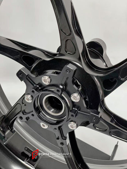 We manufacture premium quality forged motorcycle wheels rims for S1000RR M1000RR in any design, size, color.

Wheel sizes (motorcycle spec):

Front: 3.5 x 17

Rear: 6 x 17

Weight:

Front: 3.7 kg (8.16 lbs)

Rear: 4.4 kg (9.7 lbs)


Finishing: Satin Black

Forza Performance Group engineers and manufactures each forged motorcycle wheel individually per order. This ensures precise fitment, uncompromised strength, and unique styling. Whether for racing, touring, or daily use — our wheels are built for both per