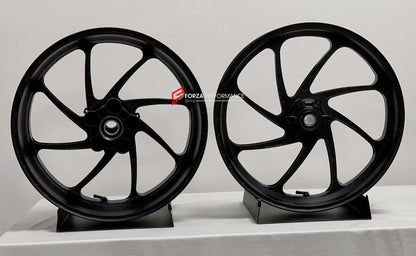 We manufacture premium quality forged motorcycle wheels rims for BMW S1000RR M1000RR in any design, size, color.

Wheel sizes (motorcycle spec):

Front: 3.5 x 17

Rear: 6 x 17

Weight:

Front: 3.35 kg (7.38 lbs)

Rear: 4.25 kg (9.37 lbs)


Finishing: Matt Black

Forza Performance Group engineers and manufactures each forged motorcycle wheel individually per order. This ensures precise fitment, uncompromised strength, and unique styling. Whether for racing, touring, or daily use — our wheels are built for bo