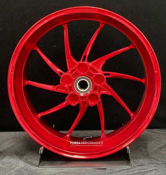 We manufacture premium quality forged motorcycle wheels rims for DUCATI PANIGALE V4 V4S V4R V4 SP2 in any design, size, color.

Wheel sizes (motorcycle spec):

Front: 3.5 x 17

Rear: 6 x 17

Weight:

Front: 4.05 kg (8.93 lbs)

Rear: 5.4 kg (11.9 lbs)


Finishing: Gloss Red

Forza Performance Group engineers and manufactures each forged motorcycle wheel individually per order. This ensures precise fitment, uncompromised strength, and unique styling. Whether for racing, touring, or daily use — our wheels are 