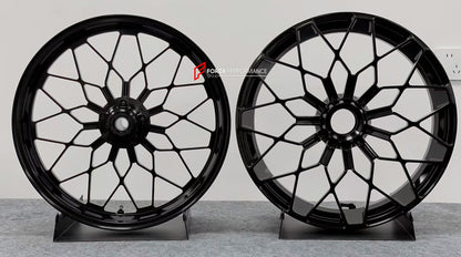 We manufacture premium quality forged motorcycle wheels rims for DUCATI PANIGALE V4 V4S V4R V4 SP2 in any design, size, color.

Wheel sizes (motorcycle spec):

Front: 3.5 x 17

Rear: 6 x 17

Weight:

Front: 4.25 kg (9.37 lbs)

Rear: 4.95 kg (10.91 lbs)

Finishing: Brushed Black

Forza Performance Group engineers and manufactures each forged motorcycle wheel individually per order. This ensures precise fitment, uncompromised strength, and unique styling. Whether for racing, touring, or daily use — our wheels