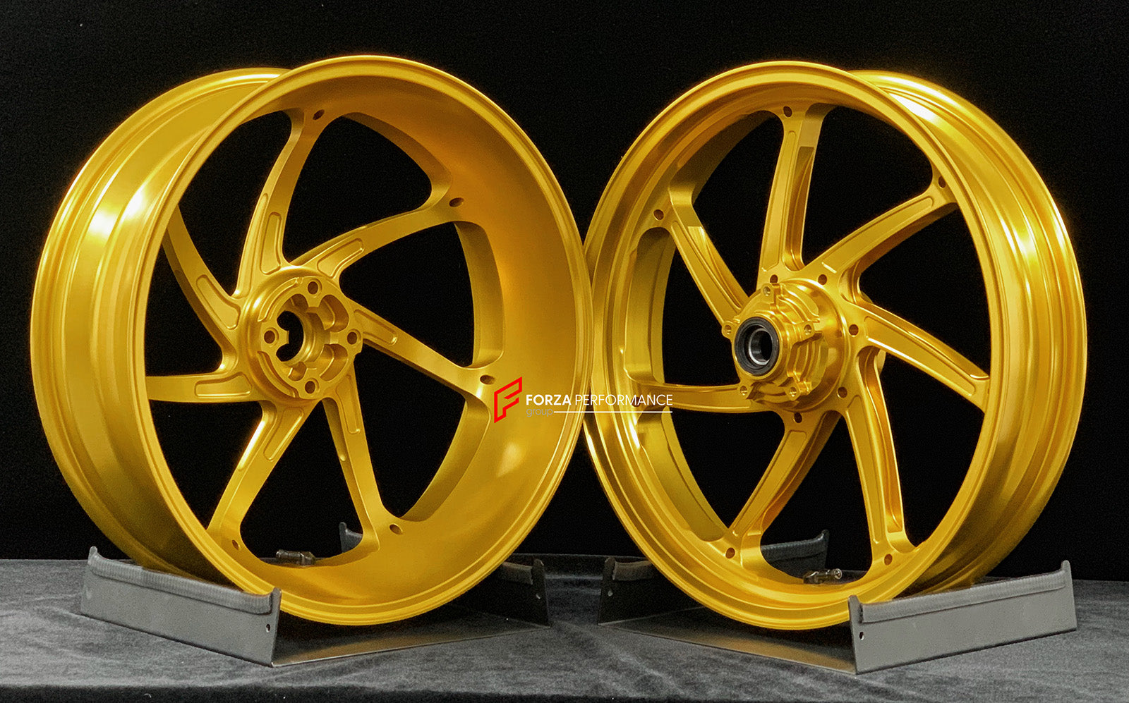 We manufacture premium quality forged motorcycle wheels rims for DUCATI HYPERMOTARD 698 MONO 950 950 RVE 950 SP in any design, size, color.

Wheel sizes (motorcycle spec):

Front: 3.5 x 17

Rear: 5.5 x 17

Weight:

Front: 3.8 kg (6.61 lbs)

Rear: 4.15 kg (8.82 lbs)


Finishing: Satin Gold

Forza Performance Group engineers and manufactures each forged motorcycle wheel individually per order. This ensures precise fitment, uncompromised strength, and unique styling. Whether for racing, touring, or daily use 
