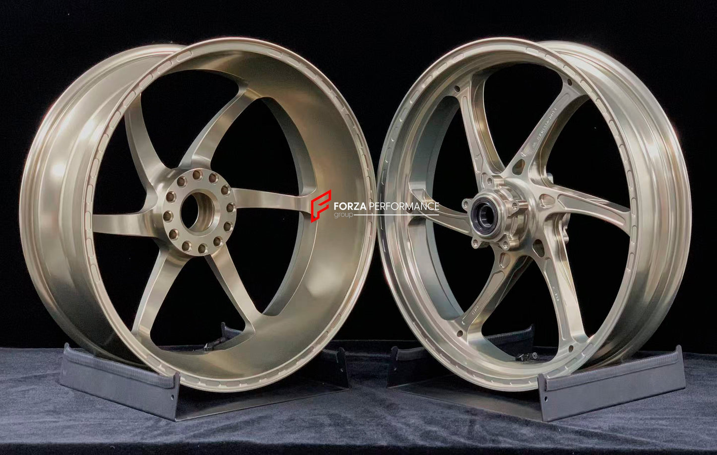 We manufacture premium quality forged motorcycle wheels rims for DUCATI MULTISTRADA V4 V4S V4RS V4 RALLY V4 PIKES PEAK in any design, size, color.

Wheel sizes (motorcycle spec):

Front: 3.0 x 19

Rear: 4.5 x 17

Weight:

Front: 3.6 kg (7.94 lbs)

Rear: 3.4 kg (7.5 lbs)


Finishing: Satin Gold

Forza Performance Group engineers and manufactures each forged motorcycle wheel individually per order. This ensures precise fitment, uncompromised strength, and unique styling. Whether for racing, touring, or daily 