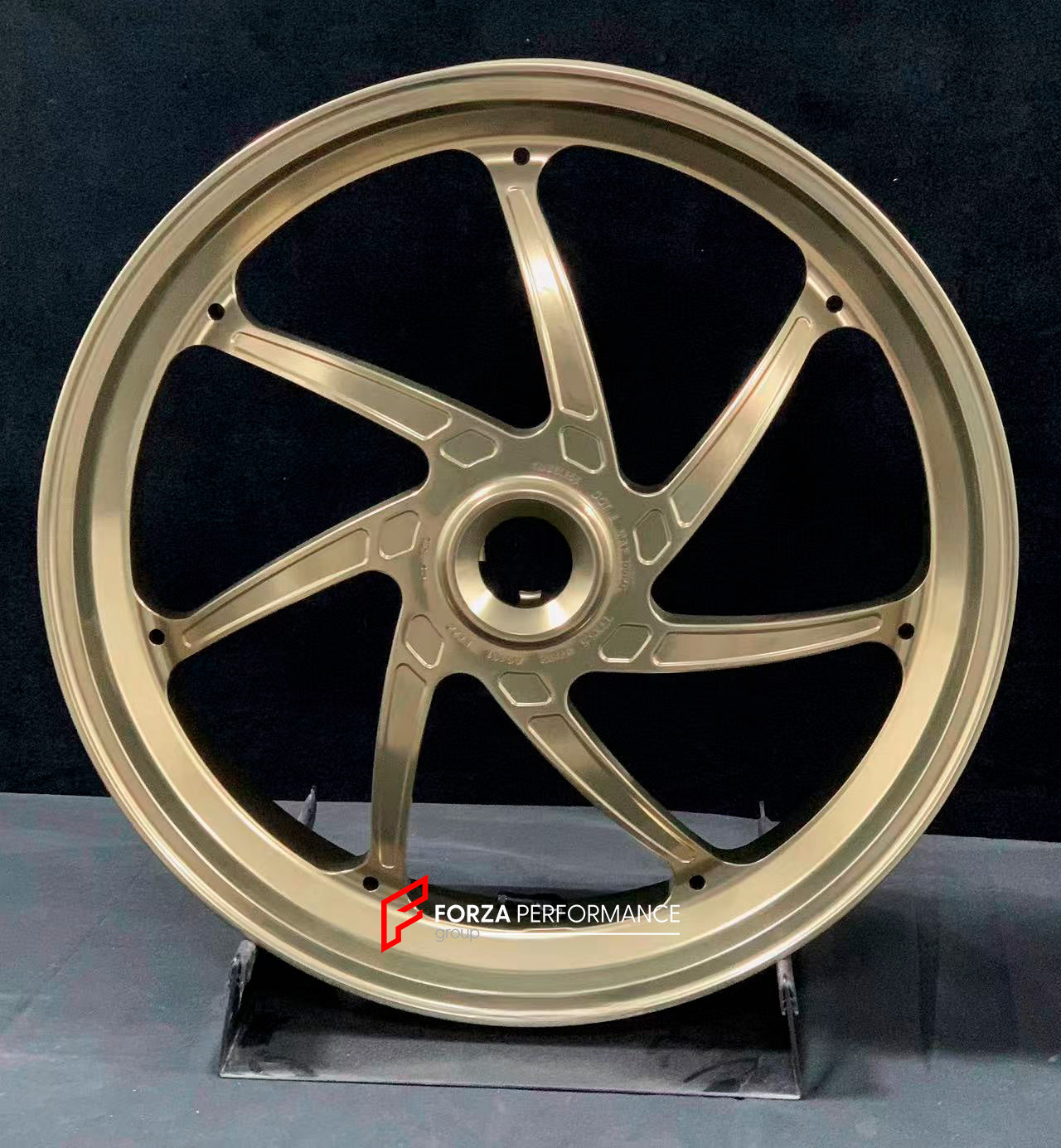 We manufacture premium quality forged motorcycle wheels rims for DUCATI PANIGALE V4 V4S V4R V4 SP2 in any design, size, color.

Wheel sizes (motorcycle spec):

Front: 3.5 x 17

Rear: 6 x 17

Weight:

Front: 3.85 kg (8.49 lbs)

Rear: 4.2 kg (9.26 lbs)


Finishing: Satin Light Gold

Forza Performance Group engineers and manufactures each forged motorcycle wheel individually per order. This ensures precise fitment, uncompromised strength, and unique styling. Whether for racing, touring, or daily use — our whee
