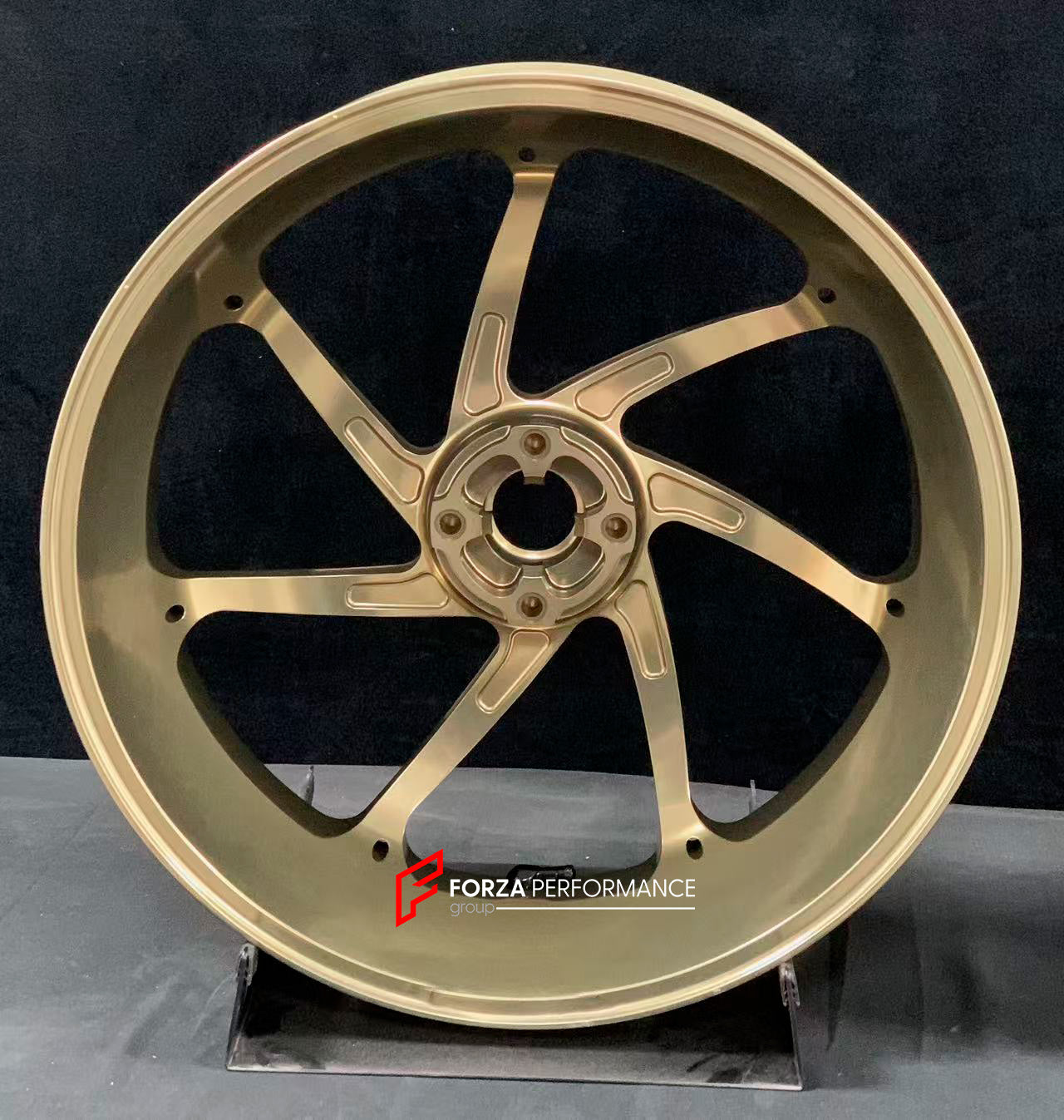 We manufacture premium quality forged motorcycle wheels rims for DUCATI PANIGALE V4 V4S V4R V4 SP2 in any design, size, color.

Wheel sizes (motorcycle spec):

Front: 3.5 x 17

Rear: 6 x 17

Weight:

Front: 3.85 kg (8.49 lbs)

Rear: 4.2 kg (9.26 lbs)


Finishing: Satin Light Gold

Forza Performance Group engineers and manufactures each forged motorcycle wheel individually per order. This ensures precise fitment, uncompromised strength, and unique styling. Whether for racing, touring, or daily use — our whee