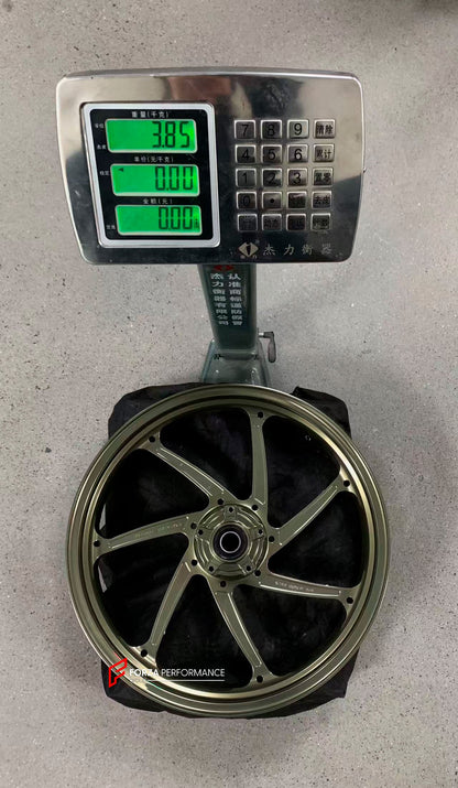 We manufacture premium quality forged motorcycle wheels rims for DUCATI PANIGALE V4 V4S V4R V4 SP2 in any design, size, color.

Wheel sizes (motorcycle spec):

Front: 3.5 x 17

Rear: 6 x 17

Weight:

Front: 3.85 kg (8.49 lbs)

Rear: 4.2 kg (9.26 lbs)


Finishing: Satin Light Gold

Forza Performance Group engineers and manufactures each forged motorcycle wheel individually per order. This ensures precise fitment, uncompromised strength, and unique styling. Whether for racing, touring, or daily use — our whee