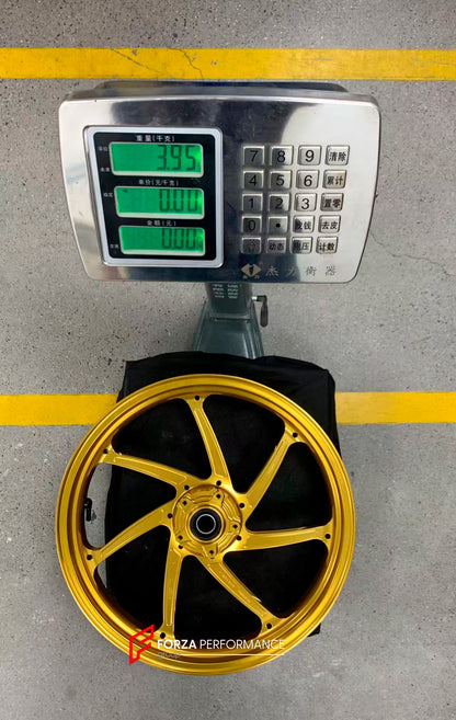 We manufacture premium quality forged motorcycle wheels rims for DUCATI PANIGALE V4 V4S V4R V4 SP2 in any design, size, color.

Wheel sizes (motorcycle spec):

Front: 3.5 x 17

Rear: 6 x 17

Weight:

Front: 3.95 kg (8.71 lbs)

Rear: 3.7 kg (8.16 lbs)


Finishing: Satin Gold

Forza Performance Group engineers and manufactures each forged motorcycle wheel individually per order. This ensures precise fitment, uncompromised strength, and unique styling. Whether for racing, touring, or daily use — our wheels are