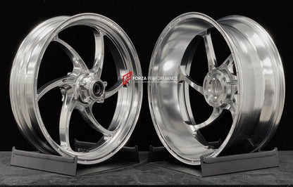 We manufacture premium quality forged motorcycle wheels rims for DUCATI PANIGALE V4 V4S V4R V4 SP2 in any design, size, color.

Wheel sizes (motorcycle spec):

Front: 3.5 x 17

Rear: 6 x 17

Weight:

Front: 4.15 kg (9.15 lbs)

Rear: 4.3 kg (9.48 lbs)


Finishing: Polished

Forza Performance Group engineers and manufactures each forged motorcycle wheel individually per order. This ensures precise fitment, uncompromised strength, and unique styling. Whether for racing, touring, or daily use — our wheels are b