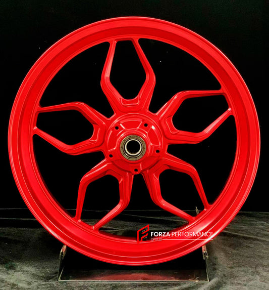 We manufacture premium quality forged motorcycle wheels rims for DUCATI PANIGALE V4 V4S V4R V4 SP2 in any design, size, color.

Wheel sizes (motorcycle spec):

Front: 3.5 x 17

Rear: 6 x 17

Weight:

Front: 4.3 kg (9.48 lbs)

Rear: 4.3 kg (9.48 lbs)


Finishing: Satin Red