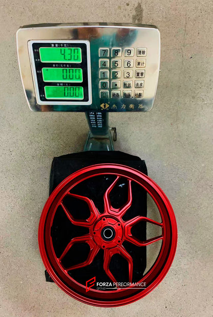 We manufacture premium quality forged motorcycle wheels rims for DUCATI PANIGALE V4 V4S V4R V4 SP2 in any design, size, color.

Wheel sizes (motorcycle spec):

Front: 3.5 x 17

Rear: 6 x 17

Weight:

Front: 4.3 kg (9.48 lbs)

Rear: 4.3 kg (9.48 lbs)


Finishing: Satin Red