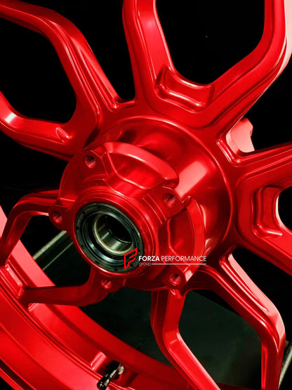 We manufacture premium quality forged motorcycle wheels rims for DUCATI PANIGALE V4 V4S V4R V4 SP2 in any design, size, color.

Wheel sizes (motorcycle spec):

Front: 3.5 x 17

Rear: 6 x 17

Weight:

Front: 4.3 kg (9.48 lbs)

Rear: 4.3 kg (9.48 lbs)


Finishing: Satin Red