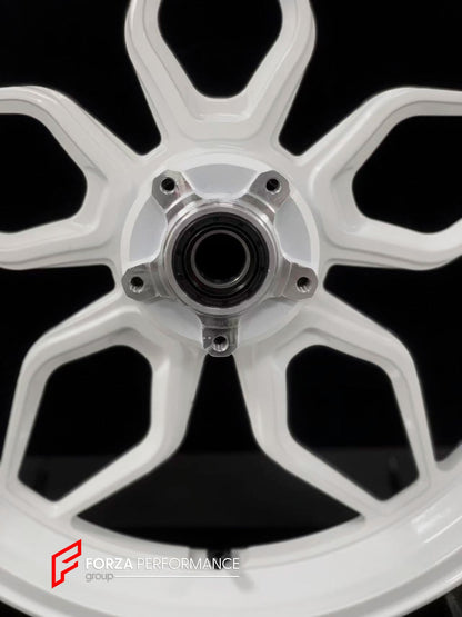 We manufacture premium quality forged motorcycle wheels rims for DUCATI PANIGALE V4 V4S V4R V4 SP2 in any design, size, color.

Wheel sizes (motorcycle spec):

Front: 3.5 x 17

Rear: 6 x 17

Weight:

Front: 4.45 kg (9.81 lbs)

Rear: 4.5 kg (9.92 lbs)


Finishing: Gloss White

Forza Performance Group engineers and manufactures each forged motorcycle wheel individually per order. This ensures precise fitment, uncompromised strength, and unique styling. Whether for racing, touring, or daily use — our wheels ar