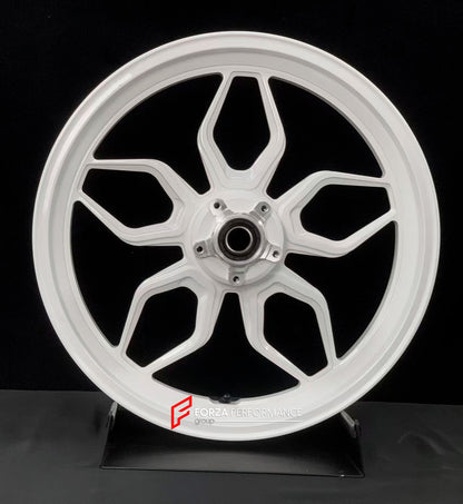 We manufacture premium quality forged motorcycle wheels rims for DUCATI PANIGALE V4 V4S V4R V4 SP2 in any design, size, color.

Wheel sizes (motorcycle spec):

Front: 3.5 x 17

Rear: 6 x 17

Weight:

Front: 4.45 kg (9.81 lbs)

Rear: 4.5 kg (9.92 lbs)


Finishing: Gloss White

Forza Performance Group engineers and manufactures each forged motorcycle wheel individually per order. This ensures precise fitment, uncompromised strength, and unique styling. Whether for racing, touring, or daily use — our wheels ar