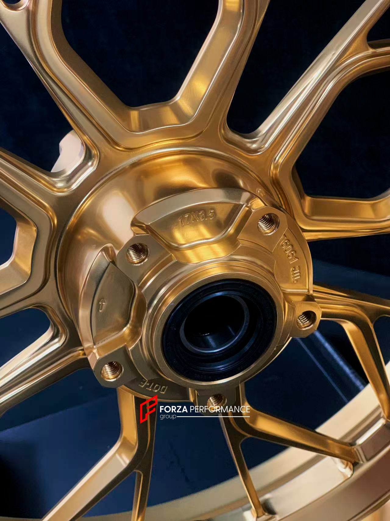 We manufacture premium quality forged motorcycle wheels rims for DUCATI PANIGALE V4 V4S V4R V4 SP2 in any design, size, color.

Wheel sizes (motorcycle spec):

Front: 3.5 x 17

Rear: 6 x 17

Weight:

Front: 4.1 kg (9.04 lbs)

Rear: 4.2 kg (9.26 lbs)


Finishing: Polished Bronze

Forza Performance Group engineers and manufactures each forged motorcycle wheel individually per order. This ensures precise fitment, uncompromised strength, and unique styling. Whether for racing, touring, or daily use — our wheels