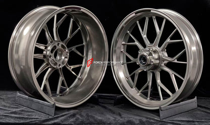 We manufacture premium quality forged motorcycle wheels rims for DUCATI PANIGALE V4 V4S V4R V4 SP2 in any design, size, color.

Wheel sizes (motorcycle spec):

Front: 3.5 x 17

Rear: 6 x 17

Weight:

Front: 4.1 kg (9.04 lbs)

Rear: 4.2 kg (9.26 lbs)


Finishing: Gloss Silver

Forza Performance Group engineers and manufactures each forged motorcycle wheel individually per order. This ensures precise fitment, uncompromised strength, and unique styling. Whether for racing, touring, or daily use — our wheels ar