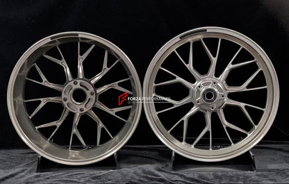 We manufacture premium quality forged motorcycle wheels rims for DUCATI PANIGALE V4 V4S V4R V4 SP2 in any design, size, color.

Wheel sizes (motorcycle spec):

Front: 3.5 x 17

Rear: 6 x 17

Weight:

Front: 4.1 kg (9.04 lbs)

Rear: 4.2 kg (9.26 lbs)


Finishing: Gloss Silver

Forza Performance Group engineers and manufactures each forged motorcycle wheel individually per order. This ensures precise fitment, uncompromised strength, and unique styling. Whether for racing, touring, or daily use — our wheels ar