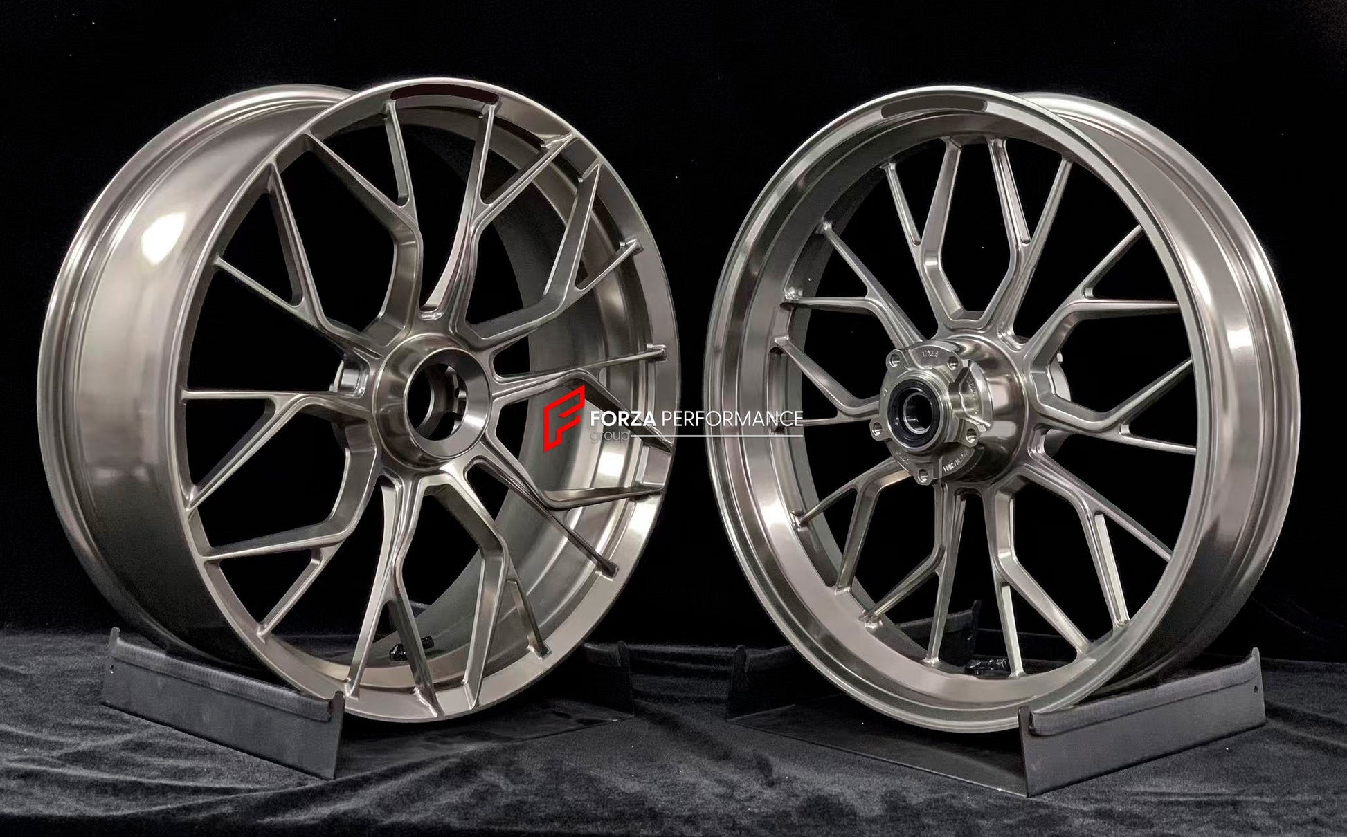 We manufacture premium quality forged motorcycle wheels rims for DUCATI PANIGALE V4 V4S V4R V4 SP2 in any design, size, color.

Wheel sizes (motorcycle spec):

Front: 3.5 x 17

Rear: 6 x 17

Weight:

Front: 4.1 kg (9.04 lbs)

Rear: 4.2 kg (9.26 lbs)


Finishing: Gloss Silver

Forza Performance Group engineers and manufactures each forged motorcycle wheel individually per order. This ensures precise fitment, uncompromised strength, and unique styling. Whether for racing, touring, or daily use — our wheels ar