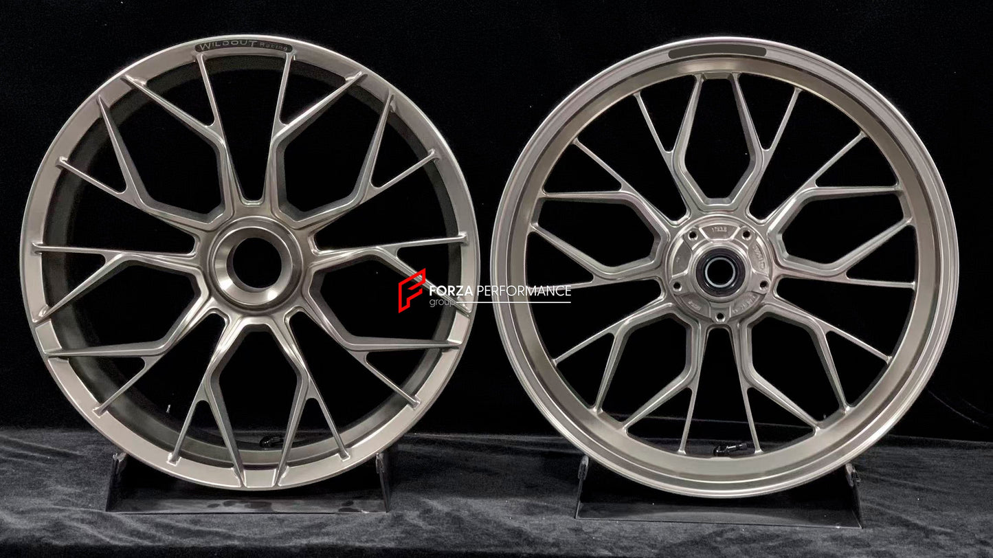 We manufacture premium quality forged motorcycle wheels rims for DUCATI PANIGALE V4 V4S V4R V4 SP2 in any design, size, color.

Wheel sizes (motorcycle spec):

Front: 3.5 x 17

Rear: 6 x 17

Weight:

Front: 4.1 kg (9.04 lbs)

Rear: 4.2 kg (9.26 lbs)


Finishing: Gloss Silver

Forza Performance Group engineers and manufactures each forged motorcycle wheel individually per order. This ensures precise fitment, uncompromised strength, and unique styling. Whether for racing, touring, or daily use — our wheels ar