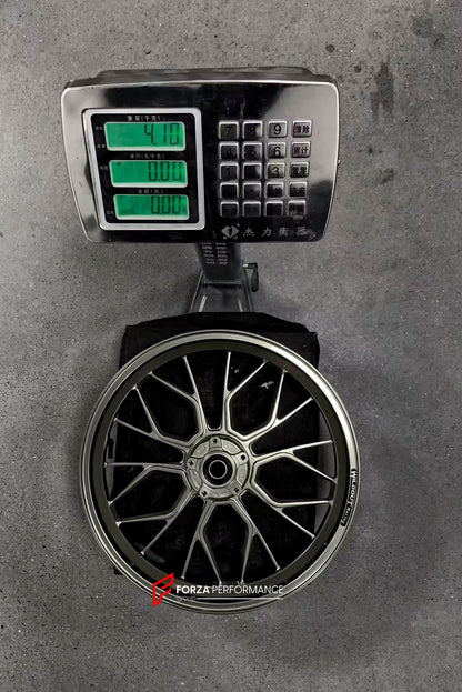 We manufacture premium quality forged motorcycle wheels rims for DUCATI PANIGALE V4 V4S V4R V4 SP2 in any design, size, color.

Wheel sizes (motorcycle spec):

Front: 3.5 x 17

Rear: 6 x 17

Weight:

Front: 4.1 kg (9.04 lbs)

Rear: 4.2 kg (9.26 lbs)


Finishing: Gloss Silver

Forza Performance Group engineers and manufactures each forged motorcycle wheel individually per order. This ensures precise fitment, uncompromised strength, and unique styling. Whether for racing, touring, or daily use — our wheels ar