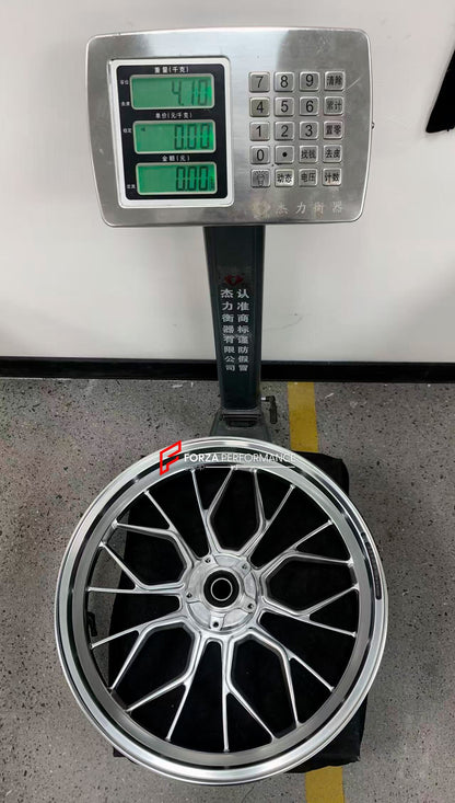 We manufacture premium quality forged motorcycle wheels rims for DUCATI PANIGALE V4 V4S V4R V4 SP2 in any design, size, color.

Wheel sizes (motorcycle spec):

Front: 3.5 x 17

Rear: 6 x 17

Weight:

Front: 4.1 kg (9.04 lbs)

Rear: 4.2 kg (9.26 lbs)


Finishing: Polished

Forza Performance Group engineers and manufactures each forged motorcycle wheel individually per order. This ensures precise fitment, uncompromised strength, and unique styling. Whether for racing, touring, or daily use — our wheels are bu