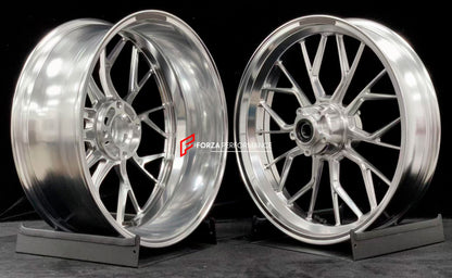 We manufacture premium quality forged motorcycle wheels rims for DUCATI PANIGALE V4 V4S V4R V4 SP2 in any design, size, color.

Wheel sizes (motorcycle spec):

Front: 3.5 x 17

Rear: 6 x 17

Weight:

Front: 4.1 kg (9.04 lbs)

Rear: 4.2 kg (9.26 lbs)


Finishing: Polished

Forza Performance Group engineers and manufactures each forged motorcycle wheel individually per order. This ensures precise fitment, uncompromised strength, and unique styling. Whether for racing, touring, or daily use — our wheels are bu