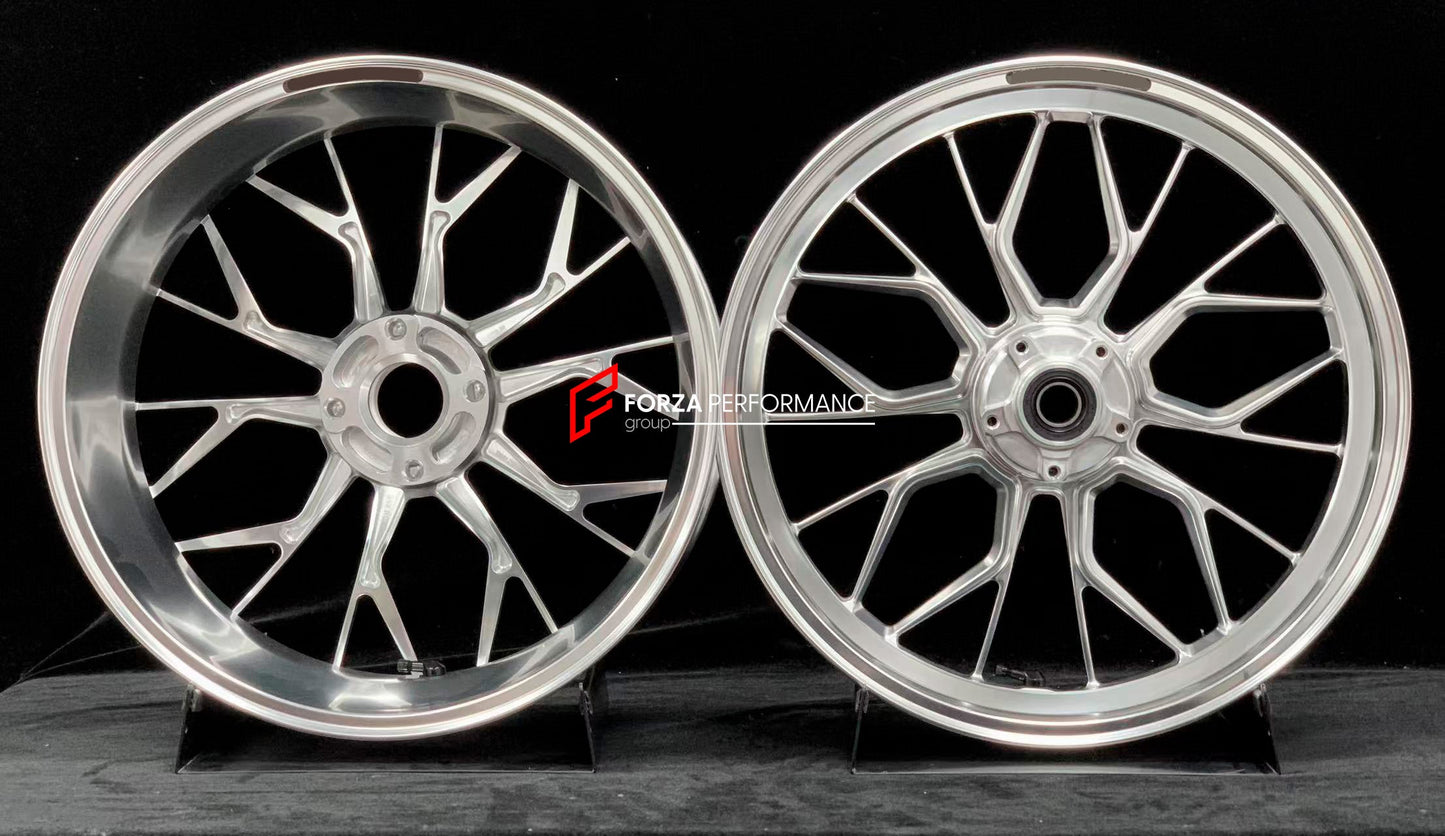 We manufacture premium quality forged motorcycle wheels rims for DUCATI PANIGALE V4 V4S V4R V4 SP2 in any design, size, color.

Wheel sizes (motorcycle spec):

Front: 3.5 x 17

Rear: 6 x 17

Weight:

Front: 4.1 kg (9.04 lbs)

Rear: 4.2 kg (9.26 lbs)


Finishing: Polished

Forza Performance Group engineers and manufactures each forged motorcycle wheel individually per order. This ensures precise fitment, uncompromised strength, and unique styling. Whether for racing, touring, or daily use — our wheels are bu
