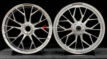 We manufacture premium quality forged motorcycle wheels rims for DUCATI PANIGALE V4 V4S V4R V4 SP2 in any design, size, color.

Wheel sizes (motorcycle spec):

Front: 3.5 x 17

Rear: 6 x 17

Weight:

Front: 4.1 kg (9.04 lbs)

Rear: 4.2 kg (9.26 lbs)


Finishing: Polished

Forza Performance Group engineers and manufactures each forged motorcycle wheel individually per order. This ensures precise fitment, uncompromised strength, and unique styling. Whether for racing, touring, or daily use — our wheels are bu