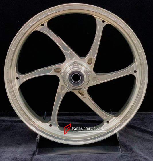 We manufacture premium quality forged motorcycle wheels rims for DUCATI PANIGALE V4 V4S V4R V4 SP2 in any design, size, color.

Wheel sizes (motorcycle spec):

Front: 3.5 x 17

Rear: 6 x 17

Weight:

Front: 3.4 kg (7.45 lbs)

Rear: 3.6 kg (7.94 lbs)


Finishing: Satin Bronze

Forza Performance Group engineers and manufactures each forged motorcycle wheel individually per order. This ensures precise fitment, uncompromised strength, and unique styling. Whether for racing, touring, or daily use — our wheels ar