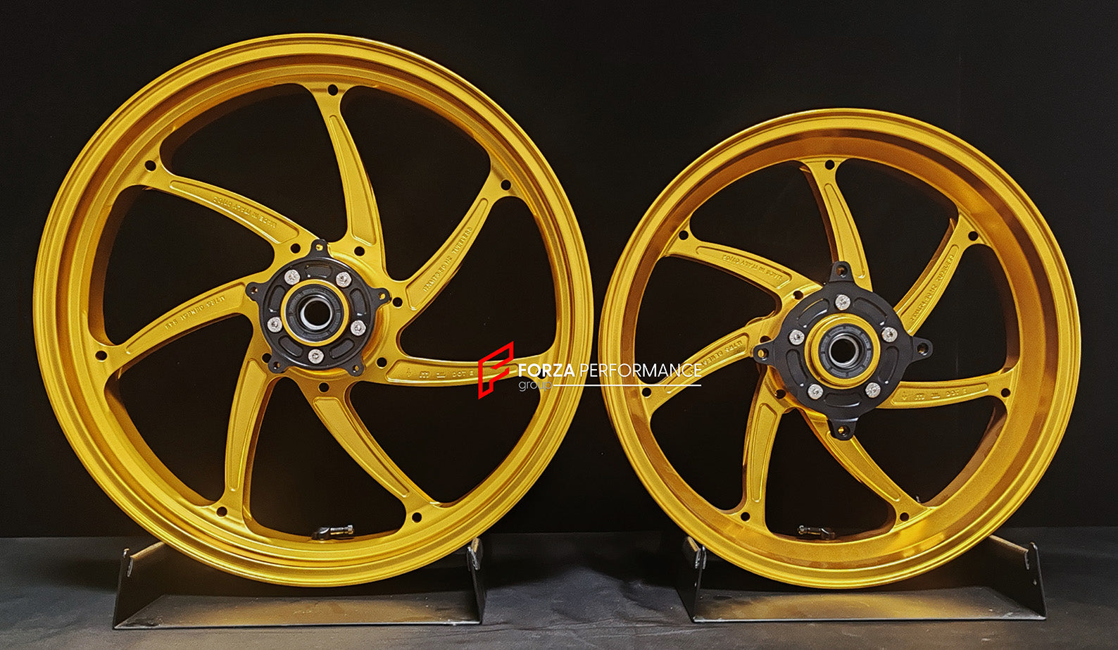 We manufacture premium quality forged motorcycle wheels rims for HONDA FORZA 750 in any design, size, color.

Wheel sizes (motorcycle spec):

Front: 3.5 x 17

Rear: 4.5 x 15

Weight:

Front: 3.65 kg (8.05 lbs)

Rear: 3.64 kg (8.02 lbs)


Finishing: Gloss Gold

Forza Performance Group engineers and manufactures each forged motorcycle wheel individually per order. This ensures precise fitment, uncompromised strength, and unique styling. Whether for racing, touring, or daily use — our wheels are built for both