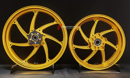 We manufacture premium quality forged motorcycle wheels rims for HONDA FORZA 750 in any design, size, color.

Wheel sizes (motorcycle spec):

Front: 3.5 x 17

Rear: 4.5 x 15

Weight:

Front: 3.65 kg (8.05 lbs)

Rear: 3.64 kg (8.02 lbs)


Finishing: Gloss Gold

Forza Performance Group engineers and manufactures each forged motorcycle wheel individually per order. This ensures precise fitment, uncompromised strength, and unique styling. Whether for racing, touring, or daily use — our wheels are built for both