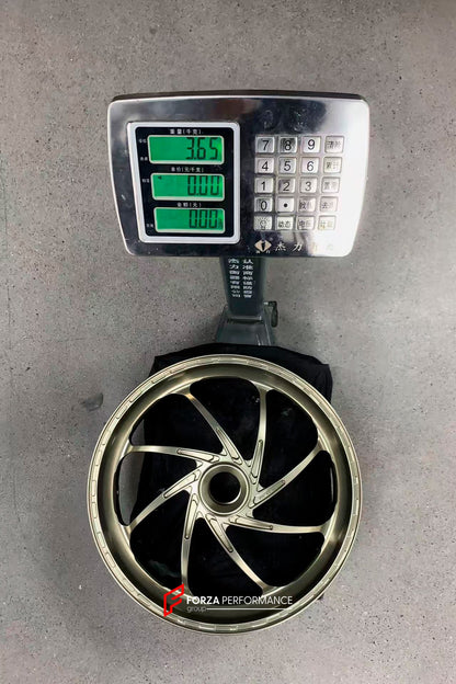 We manufacture premium quality forged motorcycle wheels rims for DUCATI PANIGALE V4 V4S V4R V4 SP2 in any design, size, color.

Wheel sizes (motorcycle spec):

Front: 3.5 x 17

Rear: 6 x 17

Weight:

Front: 3.85 kg (8.05 lbs)

Rear: 3.65 kg (8.49 lbs)


Finishing: Gloss Light Gold

Forza Performance Group engineers and manufactures each forged motorcycle wheel individually per order. This ensures precise fitment, uncompromised strength, and unique styling. Whether for racing, touring, or daily use — our whe
