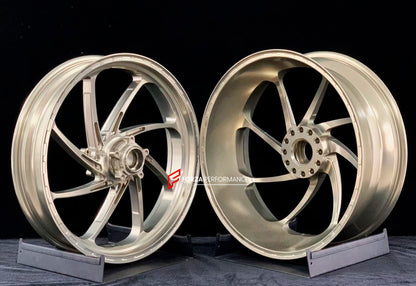 We manufacture premium quality forged motorcycle wheels rims for DUCATI PANIGALE V4 V4S V4R V4 SP2 in any design, size, color.

Wheel sizes (motorcycle spec):

Front: 3.5 x 17

Rear: 6 x 17

Weight:

Front: 3.85 kg (8.05 lbs)

Rear: 3.65 kg (8.49 lbs)


Finishing: Gloss Light Gold

Forza Performance Group engineers and manufactures each forged motorcycle wheel individually per order. This ensures precise fitment, uncompromised strength, and unique styling. Whether for racing, touring, or daily use — our whe