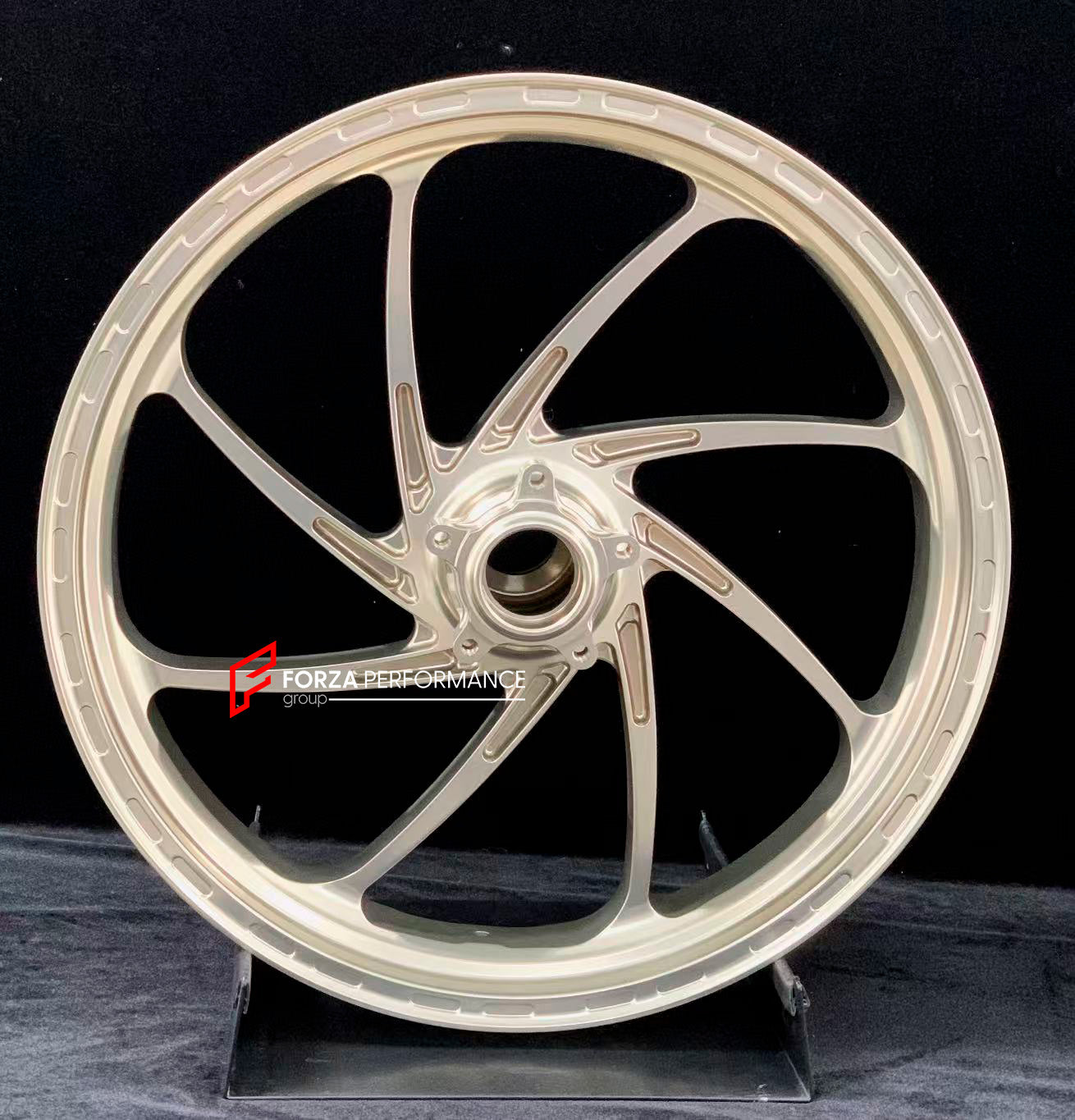 We manufacture premium quality forged motorcycle wheels rims for DUCATI PANIGALE V4 V4S V4R V4 SP2 in any design, size, color.

Wheel sizes (motorcycle spec):

Front: 3.5 x 17

Rear: 6 x 17

Weight:

Front: 3.85 kg (8.05 lbs)

Rear: 3.65 kg (8.49 lbs)


Finishing: Gloss Light Gold

Forza Performance Group engineers and manufactures each forged motorcycle wheel individually per order. This ensures precise fitment, uncompromised strength, and unique styling. Whether for racing, touring, or daily use — our whe