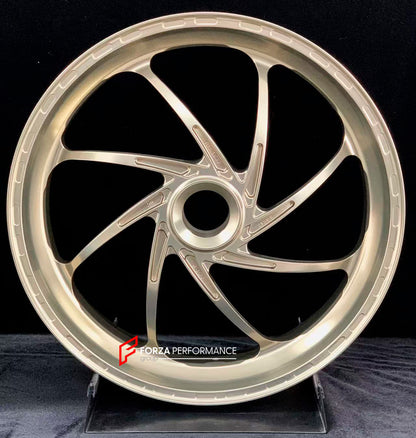 We manufacture premium quality forged motorcycle wheels rims for DUCATI PANIGALE V4 V4S V4R V4 SP2 in any design, size, color.

Wheel sizes (motorcycle spec):

Front: 3.5 x 17

Rear: 6 x 17

Weight:

Front: 3.85 kg (8.05 lbs)

Rear: 3.65 kg (8.49 lbs)


Finishing: Gloss Light Gold

Forza Performance Group engineers and manufactures each forged motorcycle wheel individually per order. This ensures precise fitment, uncompromised strength, and unique styling. Whether for racing, touring, or daily use — our whe