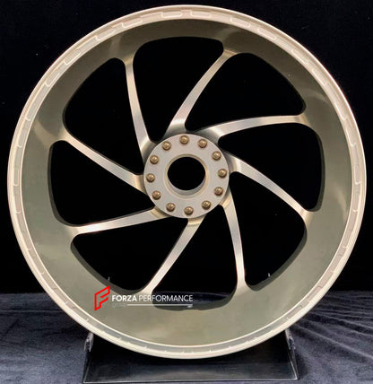 We manufacture premium quality forged motorcycle wheels rims for DUCATI PANIGALE V4 V4S V4R V4 SP2 in any design, size, color.

Wheel sizes (motorcycle spec):

Front: 3.5 x 17

Rear: 6 x 17

Weight:

Front: 3.85 kg (8.05 lbs)

Rear: 3.65 kg (8.49 lbs)


Finishing: Gloss Light Gold

Forza Performance Group engineers and manufactures each forged motorcycle wheel individually per order. This ensures precise fitment, uncompromised strength, and unique styling. Whether for racing, touring, or daily use — our whe